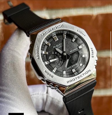 CASIO G Shock GM 2100 Silver Case Black Belt AAA_img_0