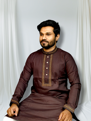 Elite embroidered coffee color panjabi code:415