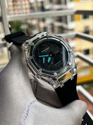 CASIO G SHOCK TRANSPARENT BLUE DOT BLACK DIAL_img_0
