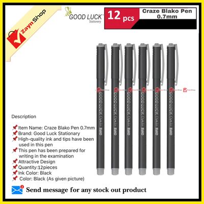 Good Luck Craze Blako Ball Point Pen Black Ink 0.7 Mm 12 Pcs - Pen_img_0