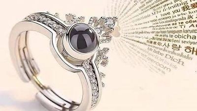 100 LANGUAGE "I LOVE YOU" RING + SKY BLUE BOX_img_3