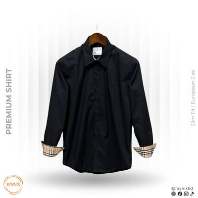 Burberry Men’s Premium Onyx Black Slim-Fit Luxury Dress Shirt