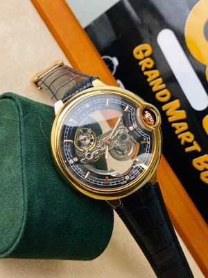 Cartier Ballon Bleu skeleton automatic mechanical watch with a black alligator leather strap_img_0