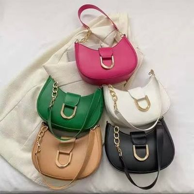 Simple candy color half round zipper+button chain shoulder bag 👜🔥_img_8
