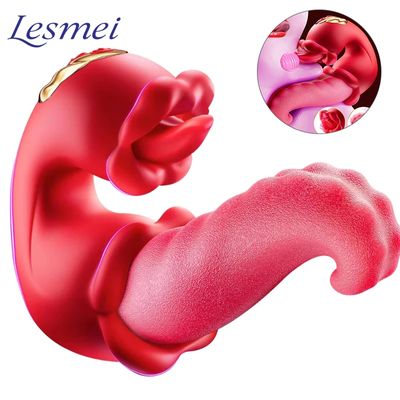 Vibrator Adult Sex Toys for Women 4 in 1 Tongue Thrusting Vibrators Dildo Sucking Clit Stimulator for Female Couples Adult Games_img_2