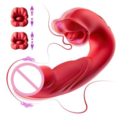 3 in 1 Tongue Licking Finger Flapping G Spot Dildo Vibrator Sex Toys for Women Clitoral Stimulation Massager Adults Masturbator_img_0