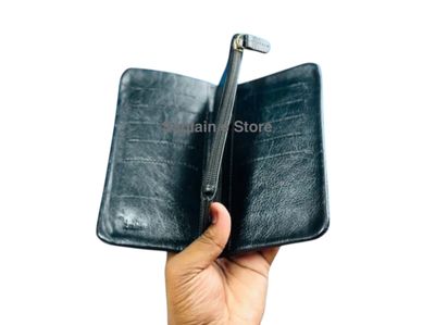 Classic Genuine Leather Trifold Long Wallet – Black_img_1