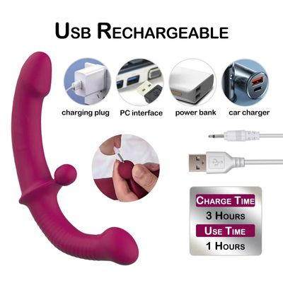 G-Spot Double-Ended Adult Sex Toys with 10 Modes Strapless Strap-on Dildo Vibrator with Remote Control for Women Lesbian Couples_img_1