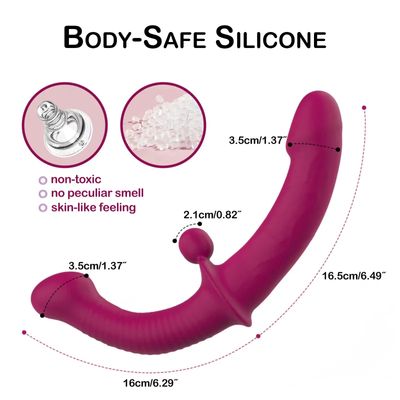 G-Spot Double-Ended Adult Sex Toys with 10 Modes Strapless Strap-on Dildo Vibrator with Remote Control for Women Lesbian Couples_img_4