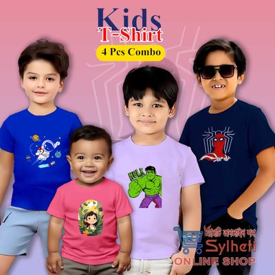 Kids Spiderman 4 Pcs Combo T-Shirt (Cotton)_img_0