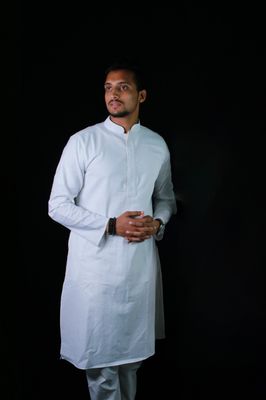 Men's Embroidery Panjabi - White_img_1