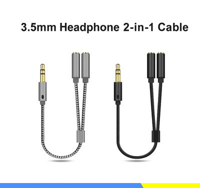 Braided 3.5mm earphone adapter cable 1-2 splitter extension cable 2-in -1 audio cable couple sharing cable_img_0
