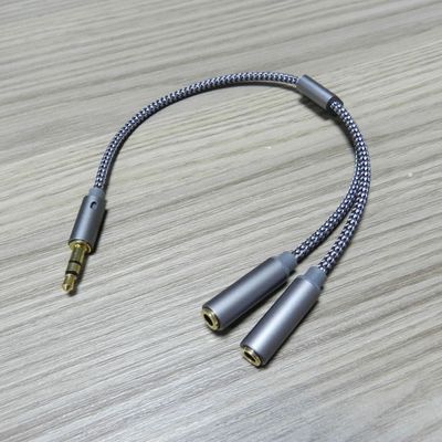 Braided 3.5mm earphone adapter cable 1-2 splitter extension cable 2-in -1 audio cable couple sharing cable_img_2