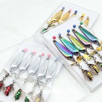 5 pcs 10g Spoon Lure for Fishing - Modified Moth Sequins Fly Sequins Hanging Propeller Fly Hook Poisonous Mosquito Hook Remote Lure Fly Bait Fly Bait_img_7