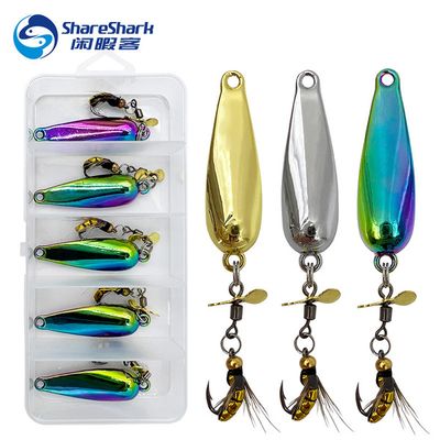 5 pcs 10g Spoon Lure for Fishing - Modified Moth Sequins Fly Sequins Hanging Propeller Fly Hook Poisonous Mosquito Hook Remote Lure Fly Bait Fly Bait_img_10