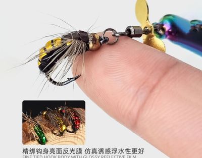 5 pcs 10g Spoon Lure for Fishing - Modified Moth Sequins Fly Sequins Hanging Propeller Fly Hook Poisonous Mosquito Hook Remote Lure Fly Bait Fly Bait_img_13