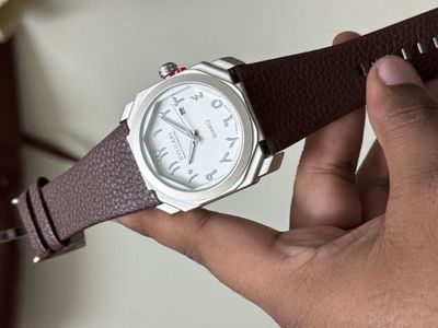 BVLGARI ARABIC MATT CASE BROWN BELT WHITE DIAL_img_0