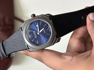 BVLGARI MATT BLACK CASE BLACK BELT BLUE DIAL_img_0