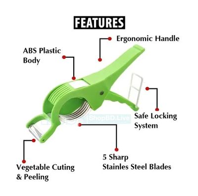 2-in-1 Multipurpose Vegetable & Fruit Cutter with Peeler | 5 Sharp Blades Multi Chopper | Price in BD_img_2