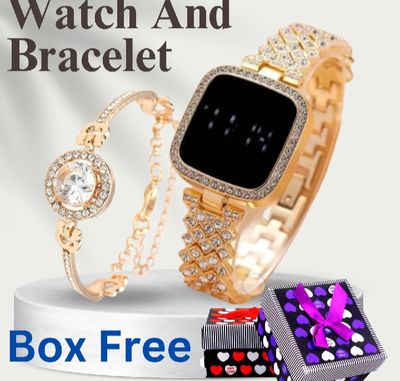 LED Display Digital Touch Screen Wristwatch & Bracelet For Women 2Pcs Combo_img_3