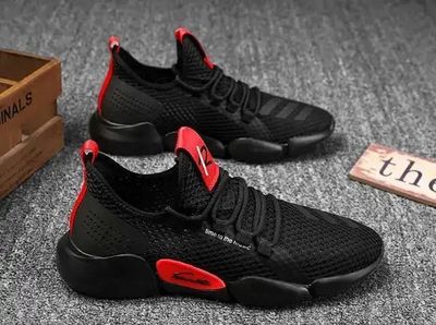 Premium Dark Flow Sneakers . (Black & Scarlet) (C-02)_img_2
