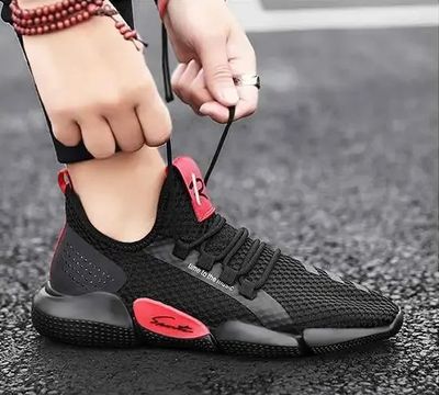 Premium Dark Flow Sneakers . (Black & Scarlet) (C-02)_img_8