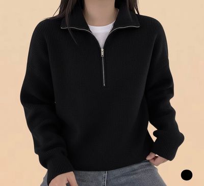 Premium Black Quarter-Zip Sweater_img_0