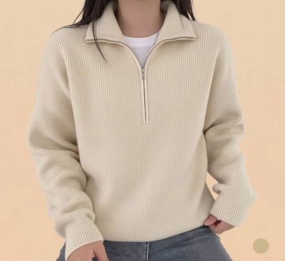 Premium Beige Quarter-Zip Sweater_img_0