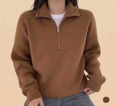Premium Brown Quarter‑Zip Sweater_img_0