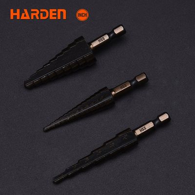 HARDEN 3 Pcs Step Drill Bit Set (inch sizes) | Titanium Coated HSS | Multi-Range Hole Enlargement | Model: 614173_img_2