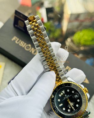 Rolex Dual Tone Jubilee Chain Black Dial Quartz Watch (AA Grade)_img_2