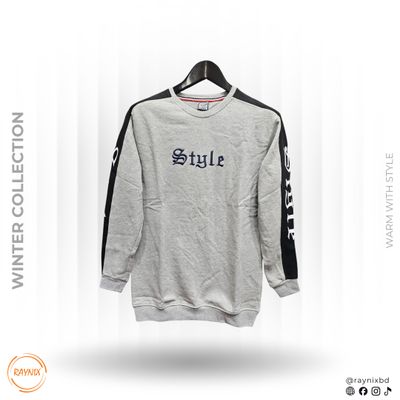 STYLE "Winter Collection" Contrast Panel Crewneck Sweatshirt – Heather Grey_img_0