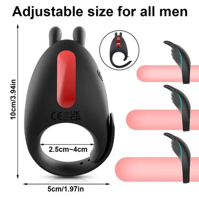 Adjustable Cock Ring for Men Remote Control Vibrating Penis Rings for Ejaculation Delay Testis Stimulation Sex Toy for Couples_img_5