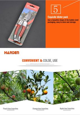 HARDEN 8" Fruit Shears, Garden Pruner With Zinc Alloy Handle Stainless Steel Professional Fruit Shears Trim Horticulture Stainless Steel Pruner Garden Scissor Tools Anvil Branch Shear Orchard Pruning Shears 630415_img_9