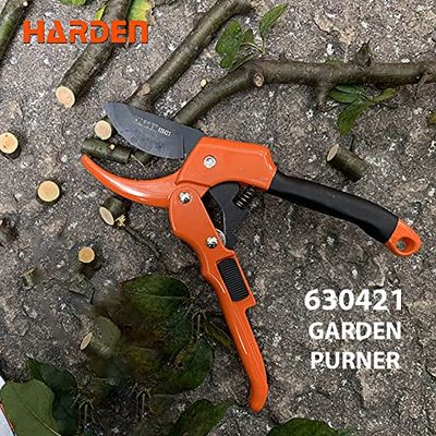 HARDEN 8" Garden Pruner, SK5 Steel Blade, 200mm, Designed to Cut 1.5 cm Diameter Wood, One-Handed Safety Lock; Model 630421_img_6
