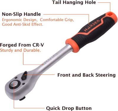 HARDEN Professional Ratchet Handle ( 1/4" | 3/8" | 1/2" | 3/4" ), Quick Release Ratchet Wrench with Grip Handle 535303 | 535403 | 535503 | 535504 | 535601_img_2