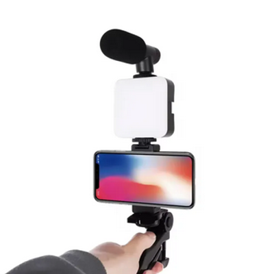 Ay-49 Phone Vlog Tripod Vlogging Kits Live Selfie Fill Light Integration With Remote Control Microphone Light Light – Ring Light_img_3