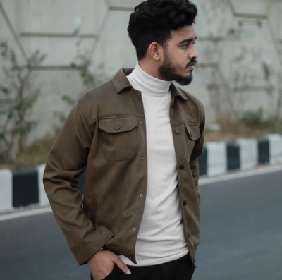 Men’s Premium Deep Olive Velvet Shacket_img_0
