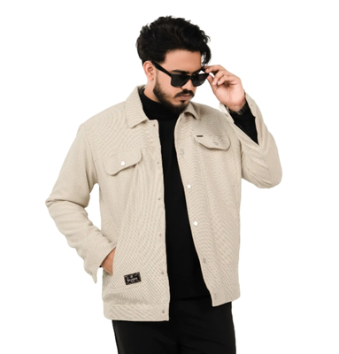 Men’s Premium Solid Off White Shacket_img_2