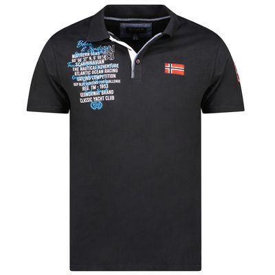 Polo Short Sleeve, Flag and Badge Black_img_0
