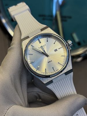 Tissot PRX Non Chronograph Silver Plain Dial White Belt AA_img_0