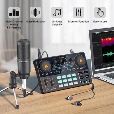 MAONOCASTER Lite Live Streaming Bundle: All-In-One Podcast Production Studio Comes With Digital Audio Interface+ Condenser Mic+ Headphone_img_0