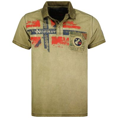 Washed effect short sleeve polo shirt Khaki Khaki_img_0