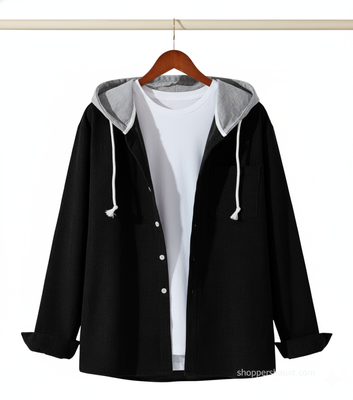 corduroy hooded shirt for winter 0059