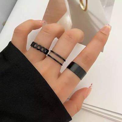 3 Piece black ring set_img_1