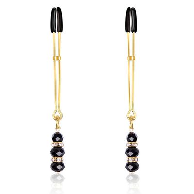 Bondage Boutique Gold Adjustable Nipple Clamps Beads Sex toys Metal Silicone Nipple clamps for beginner's nipple stimulation_img_5