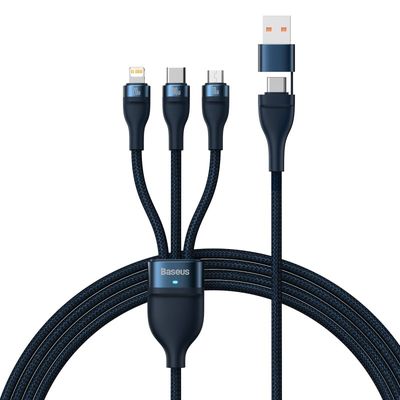 Baseus Two-for-three Fast Charging Cable (U+C to M+L+C) 100w- Blue_img_0