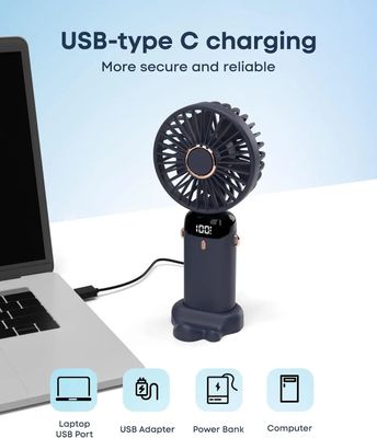 Portable Mini Fan with 5 Speeds & LED Display – USB Rechargeable, Quiet, for Travel & Desk Use_img_4
