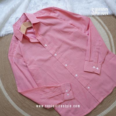 Crimson Stripe Old Money Shirt – Full Sleeve Cotton Classic