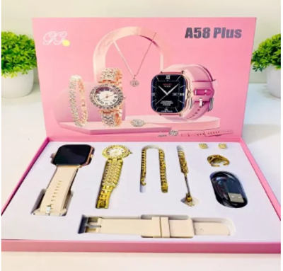 A58 Plus Smart Watch with Elegant Jewelry 8-in-1 Gift Set for Women_img_3
